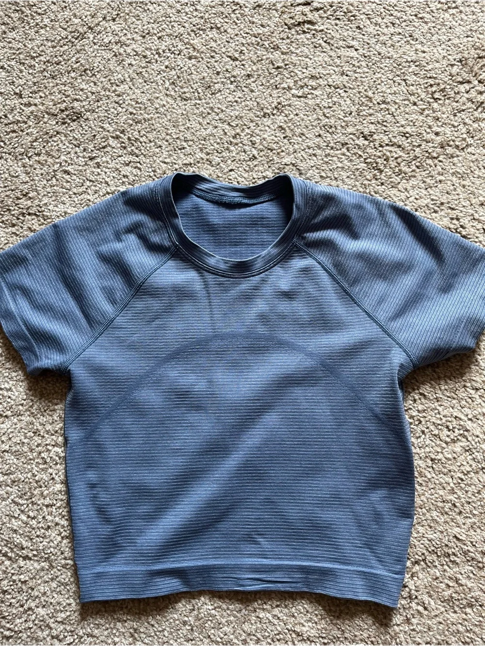 lululemon athletica Blue Ribbed Short-Sleeve Crop Top